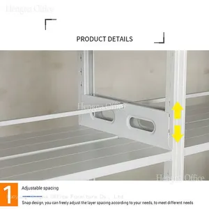 HN-DS7 Design Studio Display Rack, Schlanker Rahmen, Metallbibliothekregal, 1,2 mm kaltgewalzter Stahl, einstellbare Schichthöhe, HENGNA für europäische Design thumbnail-5