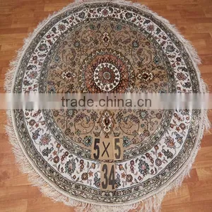 Round 5x5ft Luxury Home Cotton Persian Hand Knotted Carpet thumbnail-4