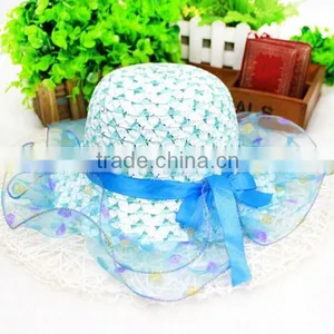 Factory Price Lace Cheap Sun Visor Hat for Kids Children Sun Visor Hat With Bowknot Shading Straw Hat 6colors thumbnail-5