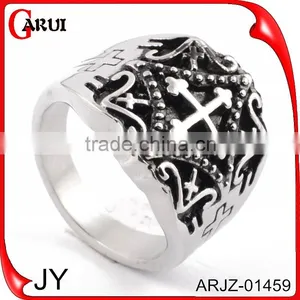 Fashion Jewelry Stainless Steel Silver Ring With Cross for Men thumbnail-1