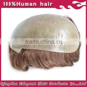 Top Quality 100% Remy Human Hair Super Thin Skin Toupee for Men thumbnail-2
