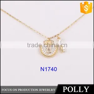 Wholesale Fashion Silver Lock and Key Pendant 925 Solid Silver Gold Plated Necklace thumbnail-1