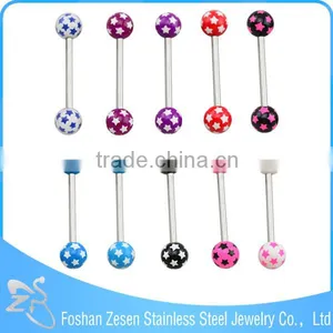 Factory Wholesale Piercing Surgical Steel Woman Loves Printed Logo Tongue Ring thumbnail-3