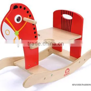 Ride on Animal Toy Red Outdoor Toy Eco-friendly Sport Walking Horse Toy 23.5 Degree Wooden Rocking Horse Kid Riding Horse Toy thumbnail-5