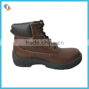 New Mens Brown Steel Toe Cow Leather Safty Shoes thumbnail-1