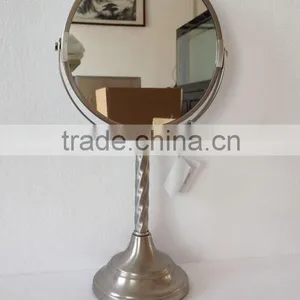 2014 Collections Fashion Brushed Nickel "Virgo" Stainless Steel Standing Vanity Table Mirror thumbnail-1