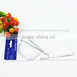 Factory Sale 20cm Geometric Triangle Protractor Plastic Ruler Set In Stock thumbnail-1