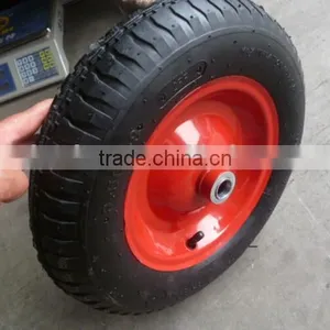 3.50-4 China DEJI Supplier Wheelbarrow Wheel Steel Rim Pneumatic Rubber Wheel thumbnail-6