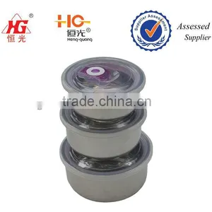 3 PCS Stainless Steel 201 Keep Fresh Box With Transparent PP Lid & Seal Ring and Lock thumbnail-1