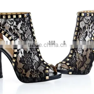 Lace Women's Sexy Sandles Black High Heel Special Design Shoes thumbnail-3