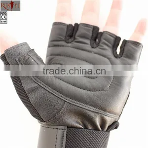 Adjustable Men's Lock Down Weight Training Gloves With Leather Padded thumbnail-2