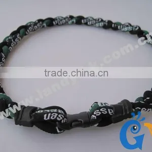 Cheap Tri Braided Weave Titanium Sports Men Silicone Rubber Necklace thumbnail-5