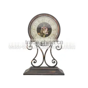 Wholesale Customized Logo Printed Fancy Antique Iron Transparent Display Table Clock thumbnail-2