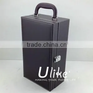 2014 Popular Leather Beverage Packing Box Luxury Gift Box Packaging Leather Wine Package Packaging Bag Leather Wine Cooler Bag thumbnail-1