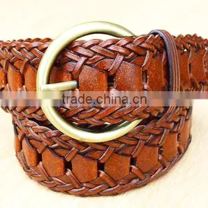 2015 Hot Design Lady Belts Brown Fashion Braided Leather Belt thumbnail-2