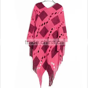 2015 New Irregular Tassel Show Thin Turtleneck Sweater Shawl Cloak thumbnail-5