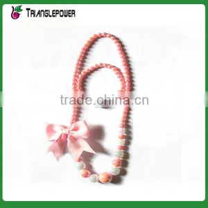Candy Colorful Beaded Necklace Bracelet Set With Silk Flower for Kids thumbnail-4