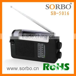 2016 Trending Products Portable Panel AM FM Radio With Alarm Clock/ Mobile Solar Hand Crank Generator Charger thumbnail-3