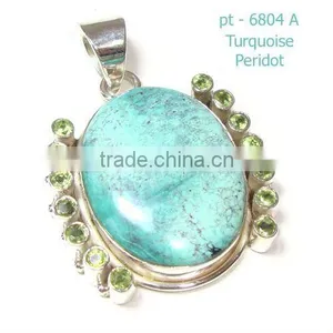 Natural Blue Tibetan Turquoise 925 Silver Fashion Pendant thumbnail-1