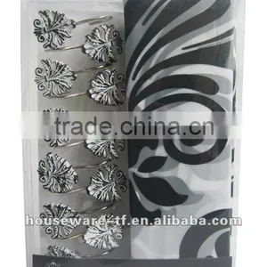 Leaves Series Shower Curtain With Matching Resin Hook Set thumbnail-1