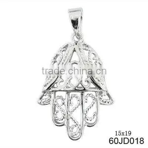 Fashion 925 Sterling Silver Hamsa Charm Pendent thumbnail-1