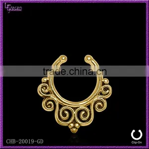 Tribal Swirls Flower Indian Fake Nose Ring thumbnail-2