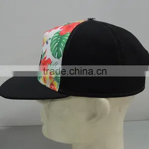 Floral Fabric Metal Button Embroidery SNAPBACK Flat Bill Hat thumbnail-2