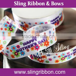 Custom Happy Mother's Day Printed Polyester Satin Ribbon thumbnail-1