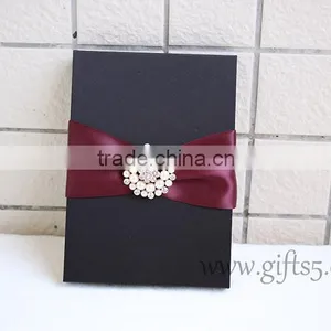 Graceful Black Silk Wedding Packaging Box for Invitation Cards thumbnail-3