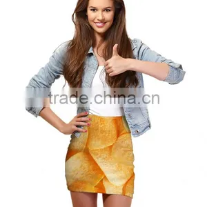 Cheap Price Skirt For Women Polyester and Spandex Potato Chips Print Skirt N20-14 thumbnail-1