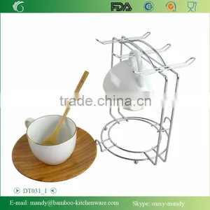 Bamboo Plate and Spoon With Stainless Steel Utensil Rack, Stainless Steel Kitchenwares thumbnail-2