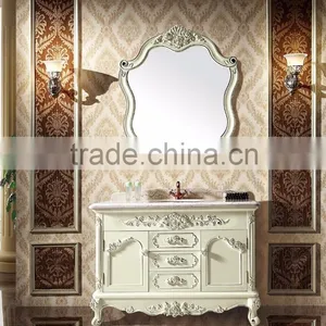 White Color Solid Wooden Bathroom Basin Mirrored Cabinets WTS1612 thumbnail-1
