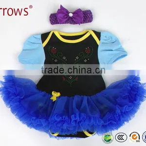 2Pcs Per Set Infant Girls Princess Outfit Baby Girls Bodysuit With Headband for 0-12Months thumbnail-1