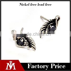 2016 New Arrival Eye Mens Jewelry Silver Antique Stainless Steel Wing Earrings thumbnail-1