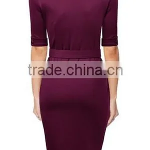 Women's Vintage V Neck Short Sleeve Slimming Business Bodycon Pencil Dress thumbnail-2