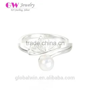 S925 Sterling Silver Princess Pearl Crown Open Rings thumbnail-1