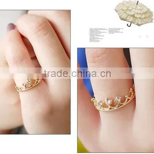 Korea Fashionable Crystal Small Crown Diamante Rings thumbnail-4