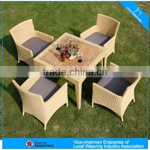 4 Seat Rattan Outdoor Dining Set With Teakwood (807+8004AC) thumbnail-2