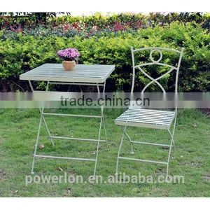 Wrought Iron Stylish Light Green Square Coffe Table Patio Set thumbnail-5