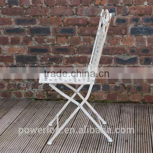 Antique Cream Wrought Iron Durable Folding Patio Chair thumbnail-3