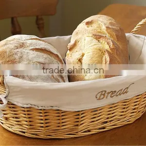Natural Oval Cheap Willow Wicker Bread Basket With Neat Linner thumbnail-1