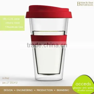 High Quality Glass Cup With Colored Silicone Base thumbnail-5