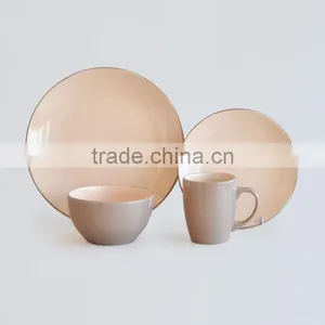 16pcs Ceramic Dinnerware Set With Two Tone Solid Color thumbnail-3