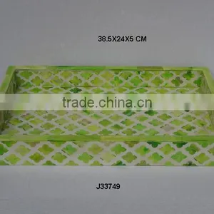 Rectangular Tray With Green Cut Work Mosaic, Colours Size Can be Customized thumbnail-1