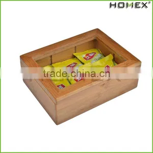 Design Tea Bag Single Serve Pouch Divided Box Holder Organizer, Clear Bamboo/Homex_Factory thumbnail-1