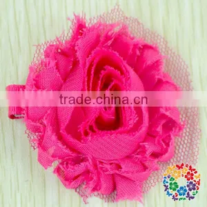 2015 Wholesale Beautiful Purple Artificial Chiffon Flower Shabby Flower Hair Clips For Kids & Girls thumbnail-5