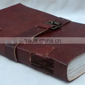 Handmade Vintage Plain Leather Notebook With Belt thumbnail-3