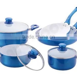 9pcs Cookware in Aluminum With White Ceramic Nonstick Coating thumbnail-1