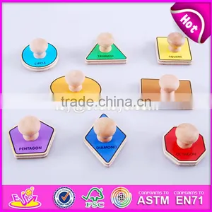 2017 New Design Preschool Kids Matching Geometry Wooden Jumbo Knob Puzzle W14M099 thumbnail-4