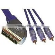 Nickel Plated 21 PIN Plug Scart(120) to 3RCA Plug Scart Cable VK30438 thumbnail-1